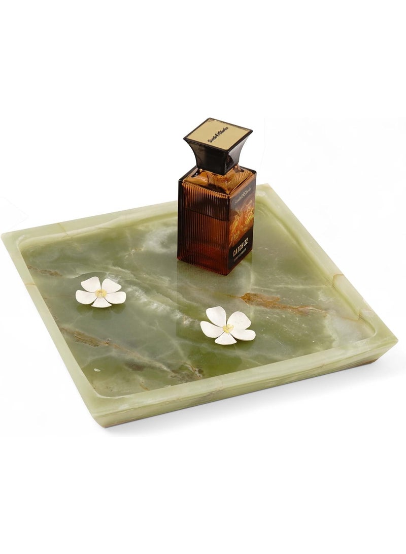 RADICALn Handmade Green Marble Serving Tray 10 Inch, Square Tray for Parties, Ideal Candle Dish, Cafeteria Tray, Serving Dish & Candle Plate, Perfect for Kitchen, Dining, Home, or Gift - Image 1