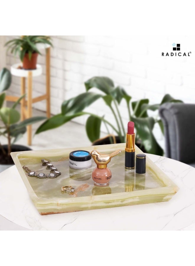 RADICALn Handmade Green Marble Serving Tray 10 Inch, Square Tray for Parties, Ideal Candle Dish, Cafeteria Tray, Serving Dish & Candle Plate, Perfect for Kitchen, Dining, Home, or Gift - Image 5