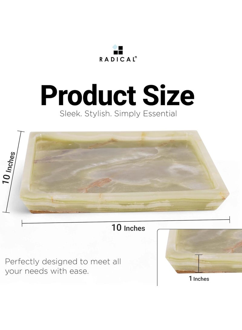 RADICALn Handmade Green Marble Serving Tray 10 Inch, Square Tray for Parties, Ideal Candle Dish, Cafeteria Tray, Serving Dish & Candle Plate, Perfect for Kitchen, Dining, Home, or Gift - Image 3