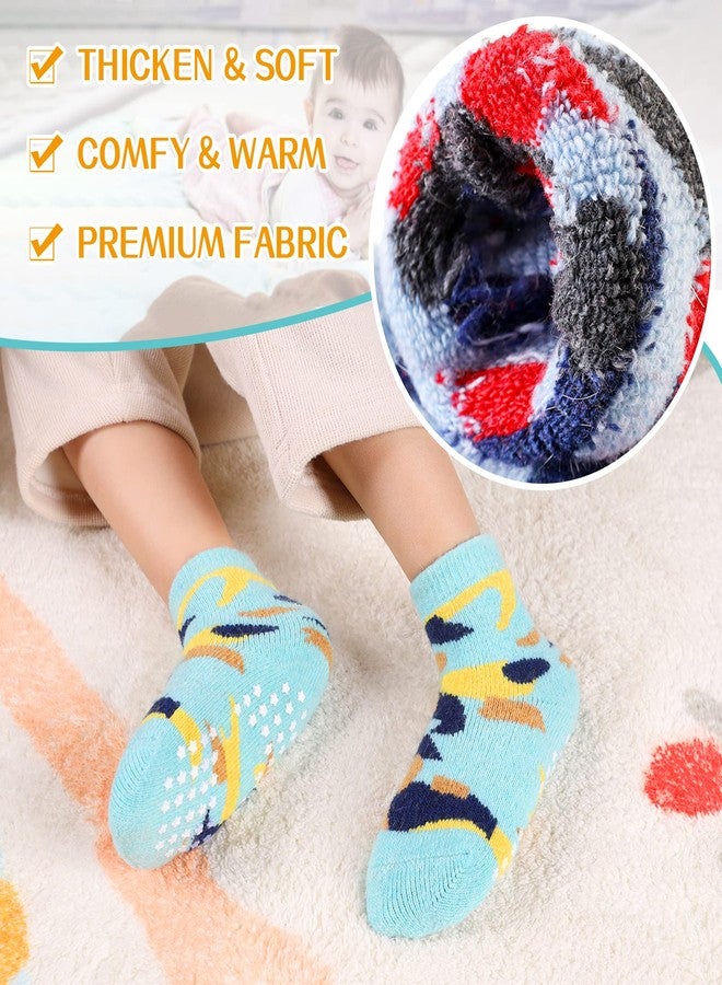Eyean Baby Wool Grip Sock Soft Winter Warm Thick Non Slip Toddler Boy Girls Crew Socks For Children 6 Pairs (Stripe-C, 0-12 Months) - Image 3