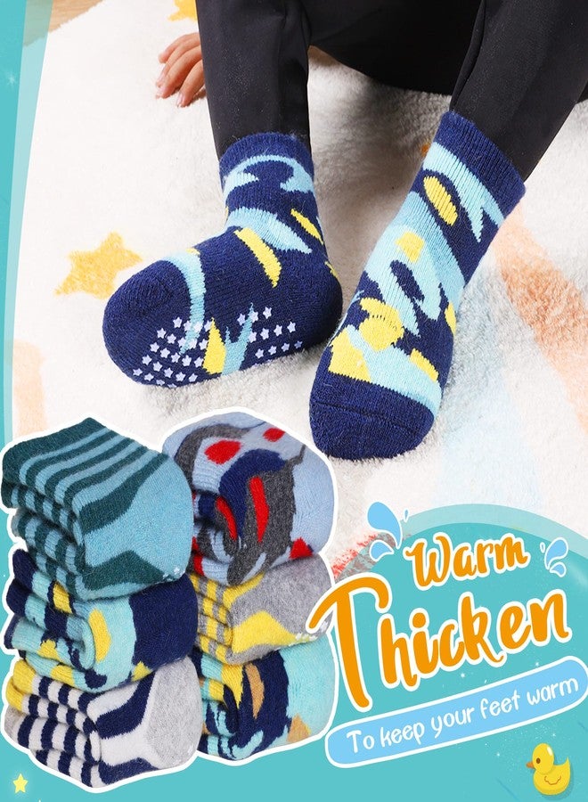 Eyean Baby Wool Grip Sock Soft Winter Warm Thick Non Slip Toddler Boy Girls Crew Socks For Children 6 Pairs (Stripe-C, 0-12 Months) - Image 2