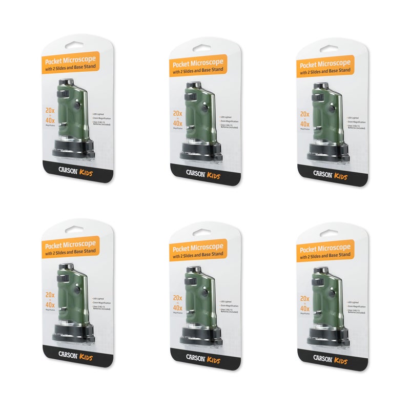 Carson MicroBrite 20x40x LED Lighted Pocket Microscope for Learning Education and Exploring  Set of 6 MM24MU - Image 3