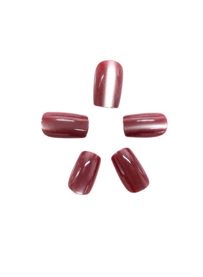 Goolsky Premium Short Press-on Nails with Red Cat Eye Effect for Mysterious Glam - Image 4