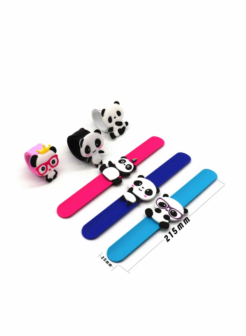 Panda Slap Bracelets for Kids Party Favors, 6 Pack Panda Theme Birthday Decorations for Boysu0026Girls Panda Theme Party Supplies Carnival Prizes Classroom Exchanging Gifts - Image 5