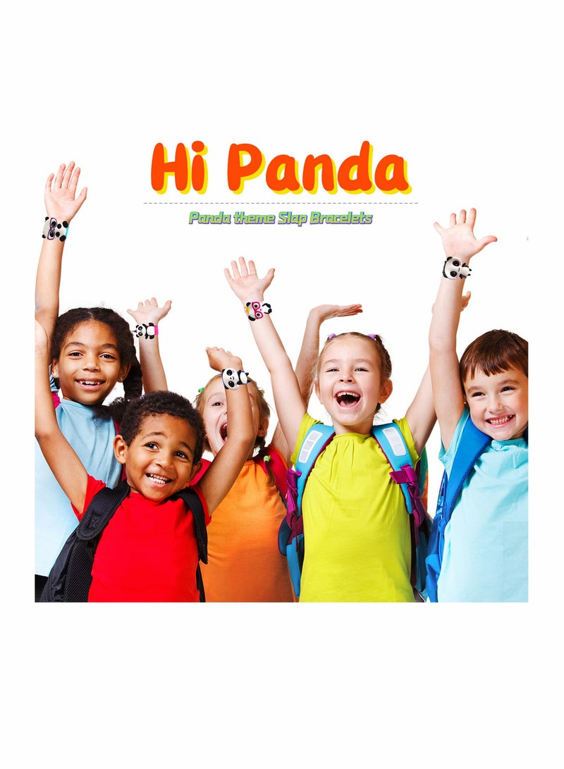 Panda Slap Bracelets for Kids Party Favors, 6 Pack Panda Theme Birthday Decorations for Boysu0026Girls Panda Theme Party Supplies Carnival Prizes Classroom Exchanging Gifts - Image 4