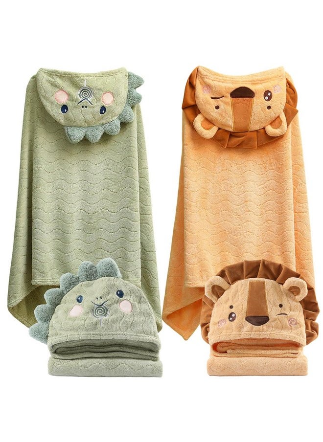 kmilro kmilro Toddler Towels with Hood for Boys Girls 0-6 Years 2-Pack Hooded Baby Bath Towels for Kids 27.5"X55" Ultra Absorbent Soft Thick Toddler Bath Towel Baby Beach Towel Bathrobe Toallas para Bebe  - Image 1