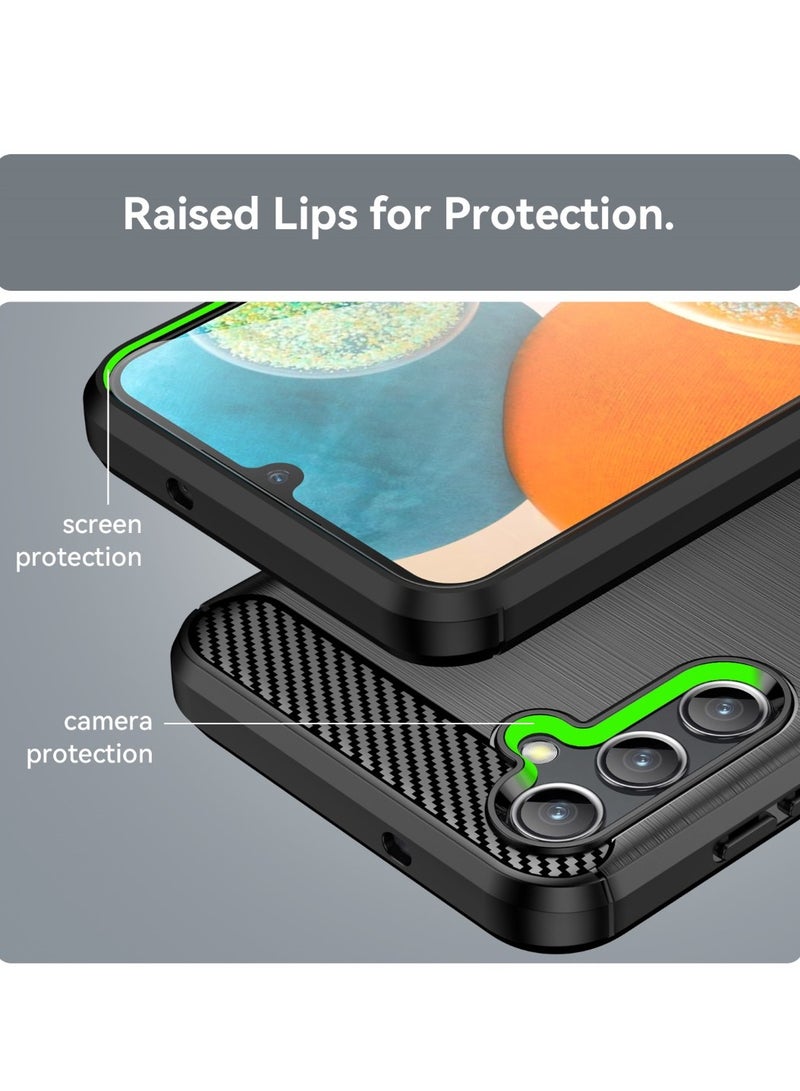 Samsung Galaxy M44 5G Rugged Shield Protective Cover with Brushed Texture Carbon Fiber Pattern, Shockproof TPU, Anti-Slip, Ultra Thin, Shock Absorption - Black  - Image 5