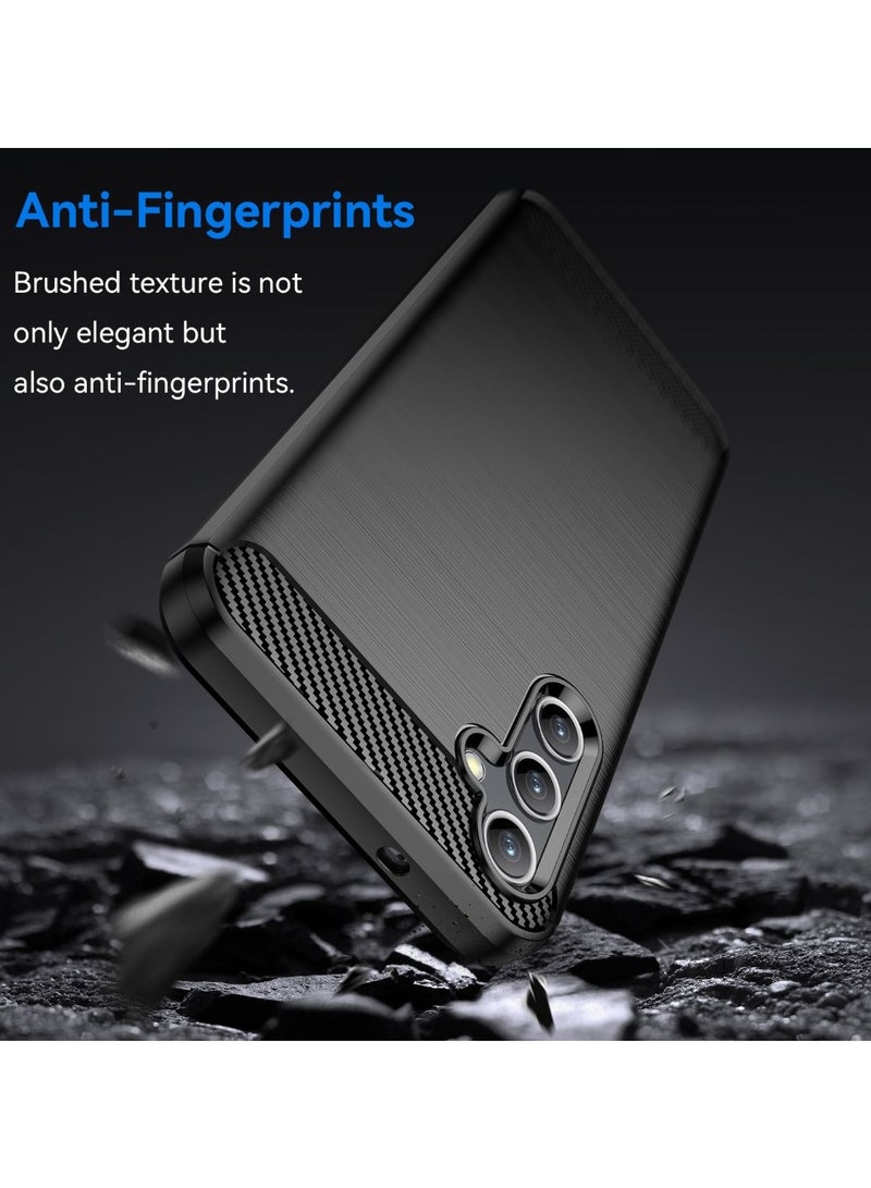 Samsung Galaxy M44 5G Rugged Shield Protective Cover with Brushed Texture Carbon Fiber Pattern, Shockproof TPU, Anti-Slip, Ultra Thin, Shock Absorption - Black  - Image 4