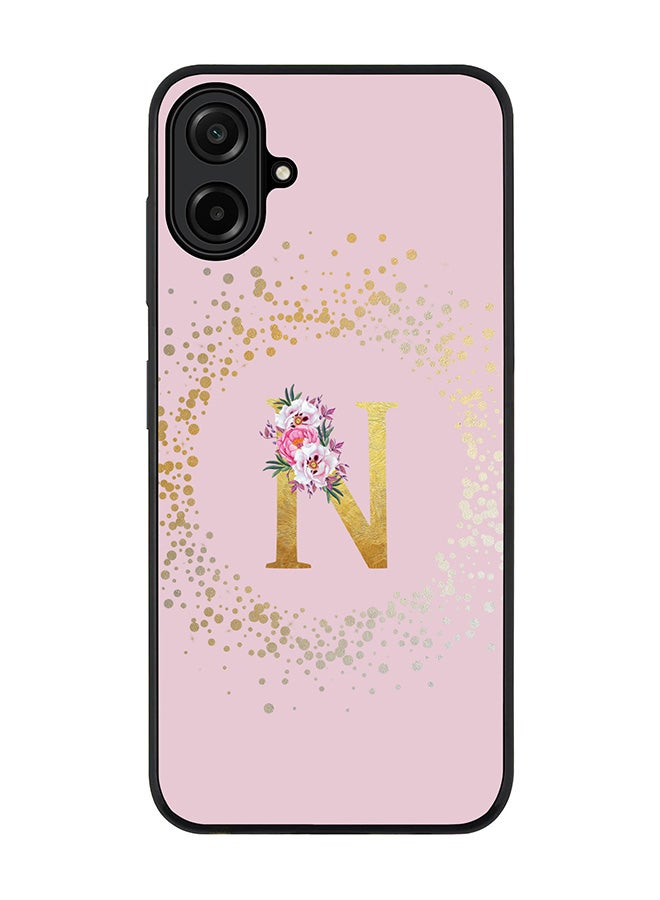 Stylizedd For Samsung Galaxy A07 4G Case,Slim fit Camera Protection, Shockproof Thin Phone cover  - Custom Monogram Floral - N  (Pink )