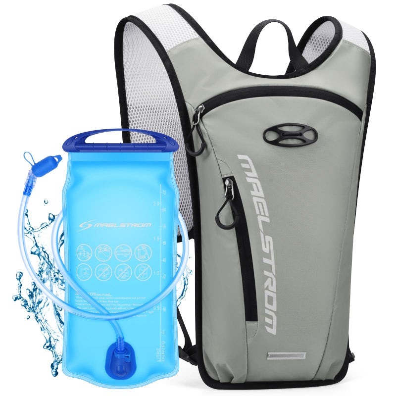 Maelstrom Hydration Backpack Hiking Backpack with 2L Water Bladder Running Hydration Vest for Cycling Hiking Rave for Men Women Grey - Image 2