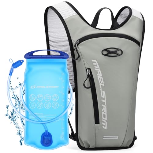 Maelstrom Hydration Backpack Hiking Backpack with 2L Water Bladder Running Hydration Vest for Cycling Hiking Rave for Men Women Grey - Image 1