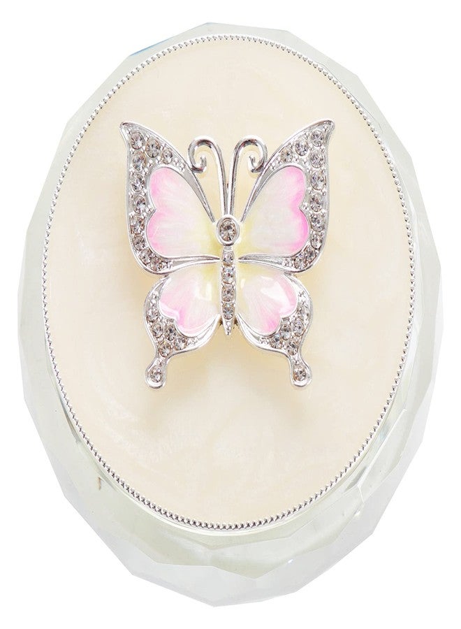 LASODY Butterfly Jewelry Storage Box for Rings Earrings Necklace Treasure Chest Organizer Jewelry Keepsake Gift Box Case for Girl Women (Butterfly w/Big Crystal box, Silver Plate) - Image 2