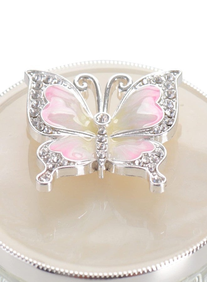 LASODY Butterfly Jewelry Storage Box for Rings Earrings Necklace Treasure Chest Organizer Jewelry Keepsake Gift Box Case for Girl Women (Butterfly w/Big Crystal box, Silver Plate) - Image 4