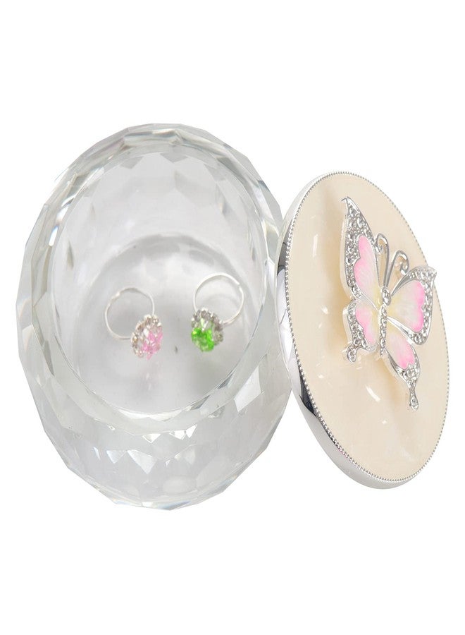 LASODY Butterfly Jewelry Storage Box for Rings Earrings Necklace Treasure Chest Organizer Jewelry Keepsake Gift Box Case for Girl Women (Butterfly w/Big Crystal box, Silver Plate) - Image 3