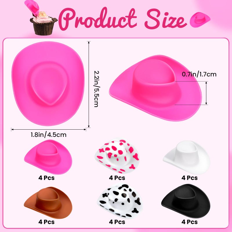 VICROIC 24 Pcs Plastic Mini Cowboy Cowgirl Hats, Little Miniature Western Hats for Gifts Party Doll Dessert Crafts Decorations - Image 2