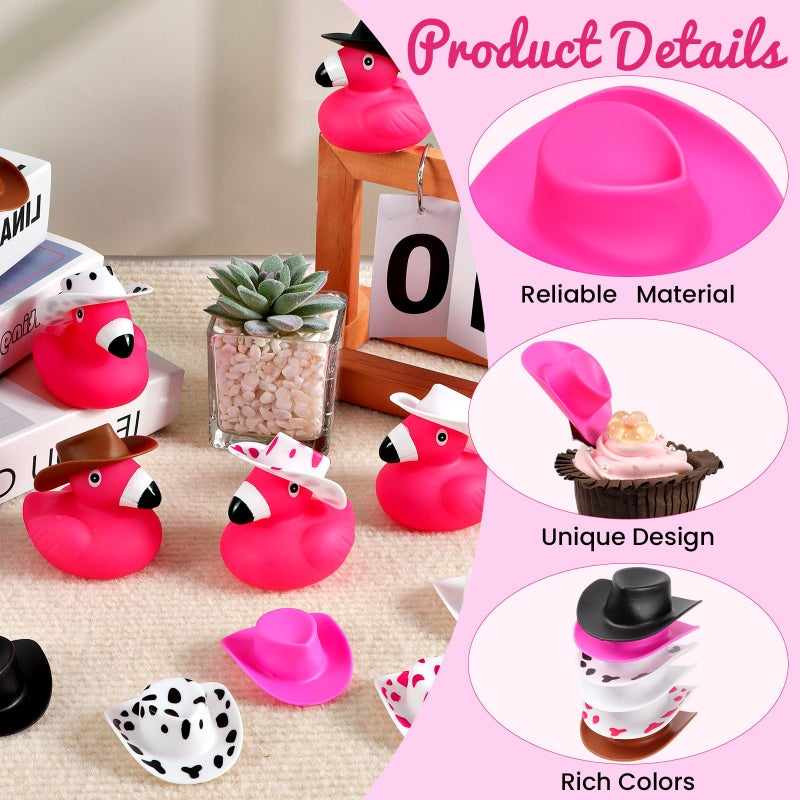 VICROIC 24 Pcs Plastic Mini Cowboy Cowgirl Hats, Little Miniature Western Hats for Gifts Party Doll Dessert Crafts Decorations - Image 3
