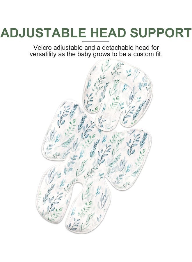 DILIMI Infant Car Seat Insert, 2-in-1 Carseat Head Support for Newborn, Soft Baby Head Support for Car Seat, Stroller, Bouncers, Green Leaf - Image 3