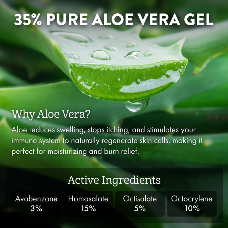 Aloe Up Sport Sunscreen Lotion SPF 50 - Broad Spectrum UVA/UVB Sunscreen Protector for Face and Body - With Hydrating Aloe Vera Gel - Non-Greasy - No White Cast - Reef Safe - Fragrance-Free - 6 Oz. - Image 3