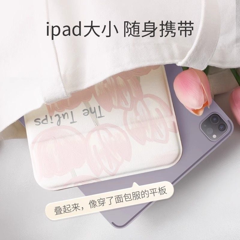 56458 People Added To Cart Tulip Folding Makeup Mirror Large And Small Dormitory Desktop Display Portable Mirror - Image 4