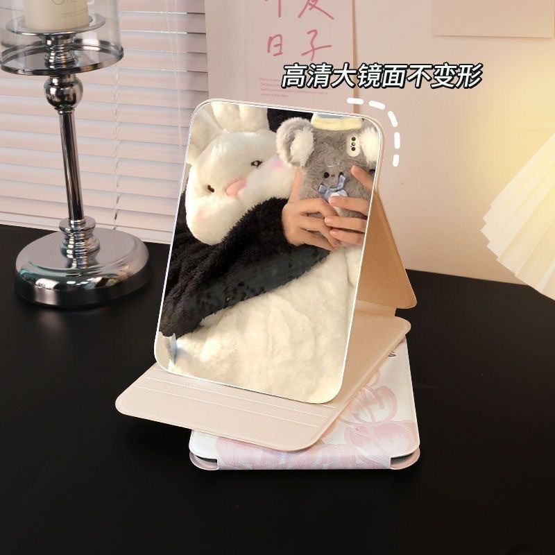 56458 People Added To Cart Tulip Folding Makeup Mirror Large And Small Dormitory Desktop Display Portable Mirror - Image 5