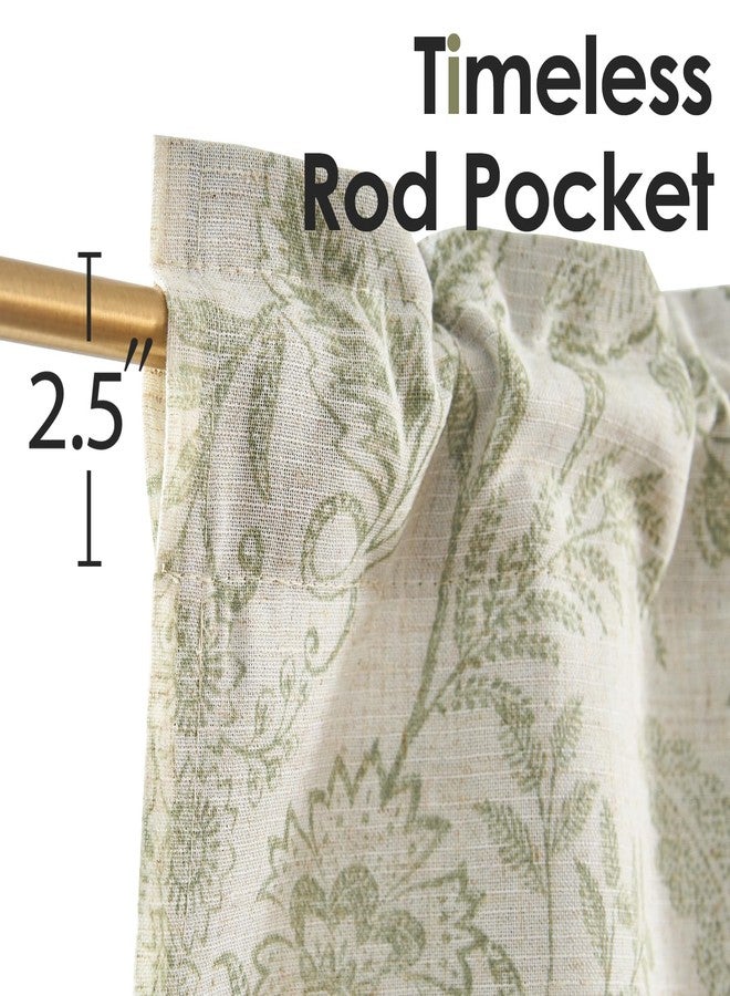 Lazzzy Green Floral Kitchen Curtains 36 Inch Length Linen Farmhouse Cafe Tier Set - Small Rustic Country Room Darkening Lined Rod Pocket, Set of 2, Sage Green on Beige - Image 4