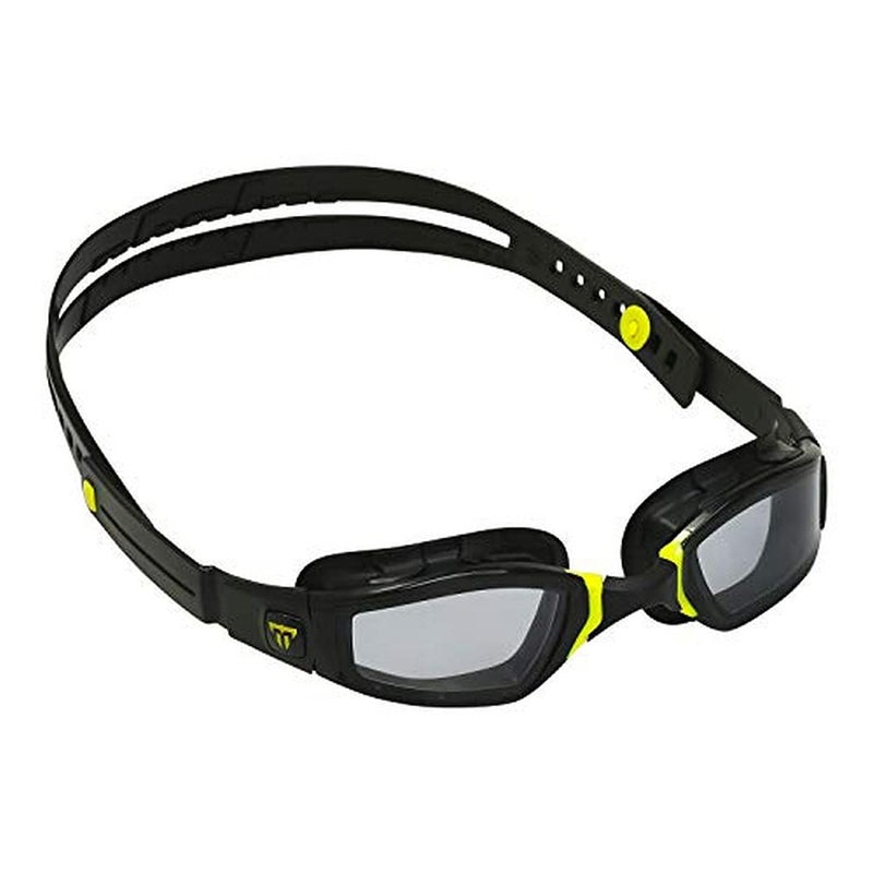 Phelps Ninja Competitive Swim Goggles Smoke Lens Black Yellow Frame Race Fit Strap System Curved Lens Technology AntiFog UV Protection The Every Time Adjustable - Image 2