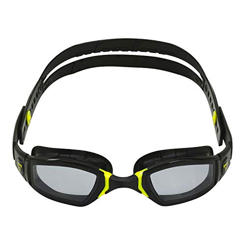 Phelps Ninja Competitive Swim Goggles Smoke Lens Black Yellow Frame Race Fit Strap System Curved Lens Technology AntiFog UV Protection The Every Time Adjustable - Image 3