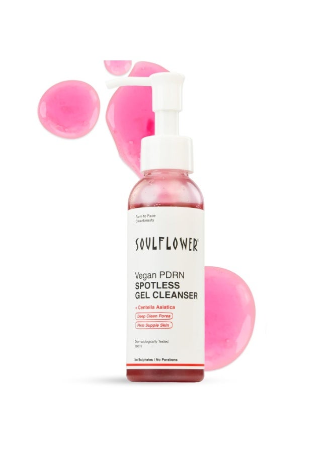 Soulflower Vegan Korean PDRN Face Wash, Spotless Gentle Gel Cleanser for Men & Women|Dermatologically Tested, Deep Cleans Pores, Fades Pigmented Spots, Reduces Acne with 0.1% Salicylic Acid 100ml - Image 1