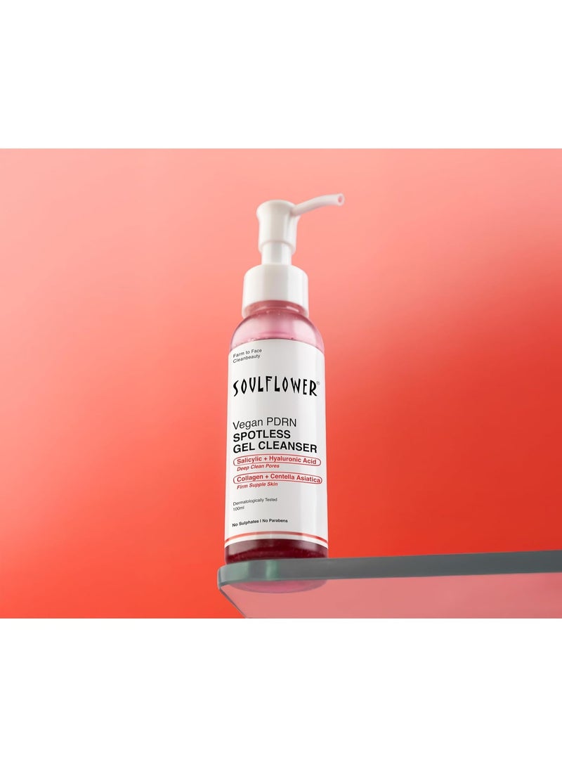 Soulflower Vegan Korean PDRN Face Wash, Spotless Gentle Gel Cleanser for Men & Women|Dermatologically Tested, Deep Cleans Pores, Fades Pigmented Spots, Reduces Acne with 0.1% Salicylic Acid 100ml - Image 2