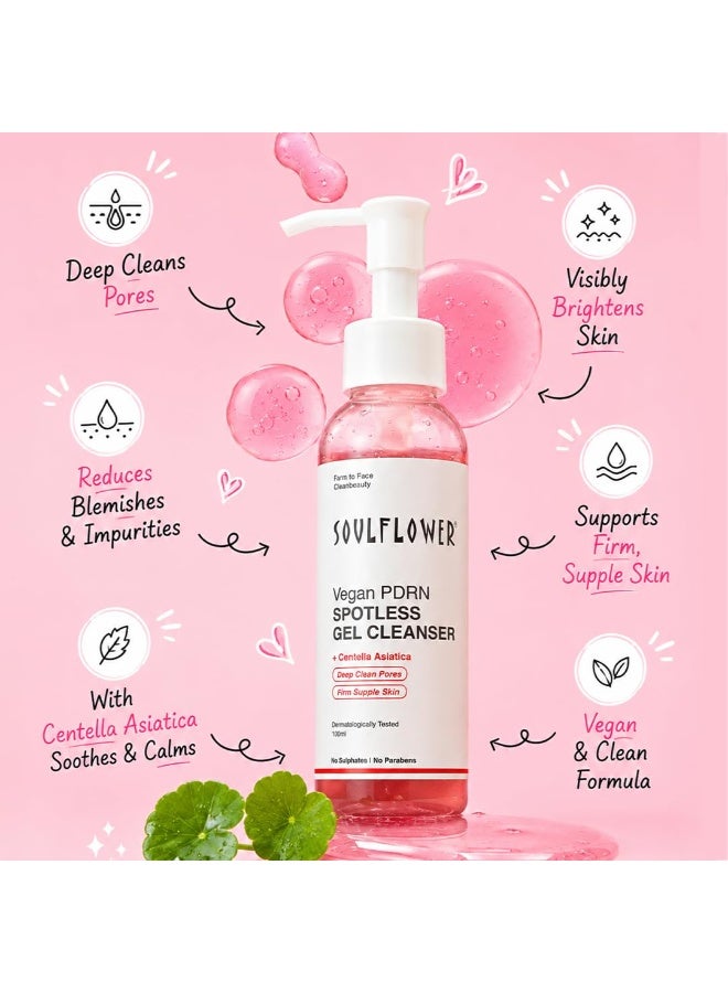 Soulflower Vegan Korean PDRN Face Wash, Spotless Gentle Gel Cleanser for Men & Women|Dermatologically Tested, Deep Cleans Pores, Fades Pigmented Spots, Reduces Acne with 0.1% Salicylic Acid 100ml - Image 3