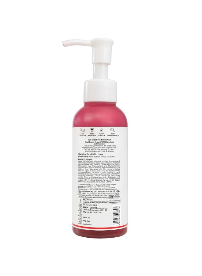 Soulflower Vegan Korean PDRN Face Wash, Spotless Gentle Gel Cleanser for Men & Women|Dermatologically Tested, Deep Cleans Pores, Fades Pigmented Spots, Reduces Acne with 0.1% Salicylic Acid 100ml - Image 4
