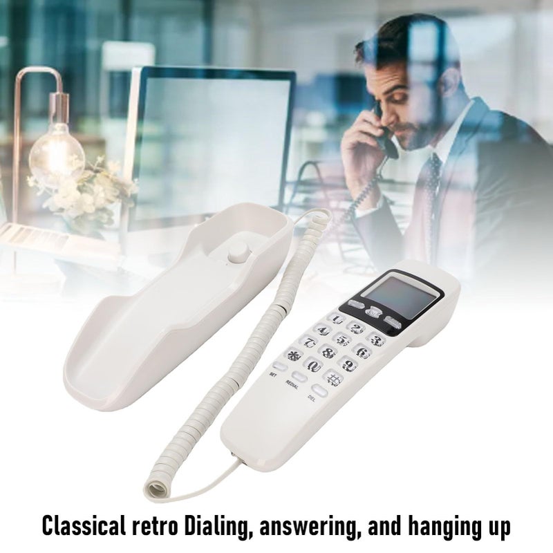 Wall Mountable Corded Retro Landline Telephone with DTMF CID Memory Storage LCD Display Black - Image 1