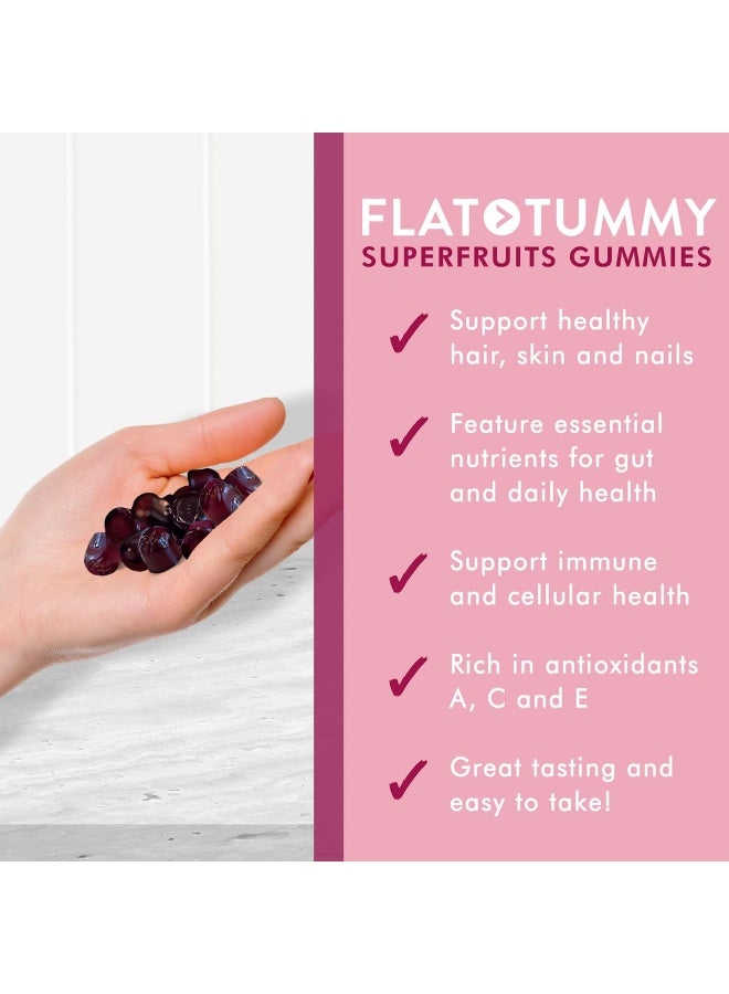 Flat Tummy Flat Tummy Superfruits Gummies, 60 Count - Skin, Gut, Cellular, Immune Health - Collagen & Keratin Production - Vegan, Non-GMO, Gluten-Free - Made with Bamboo Silica, Vitamin A, C & E  - Image 3