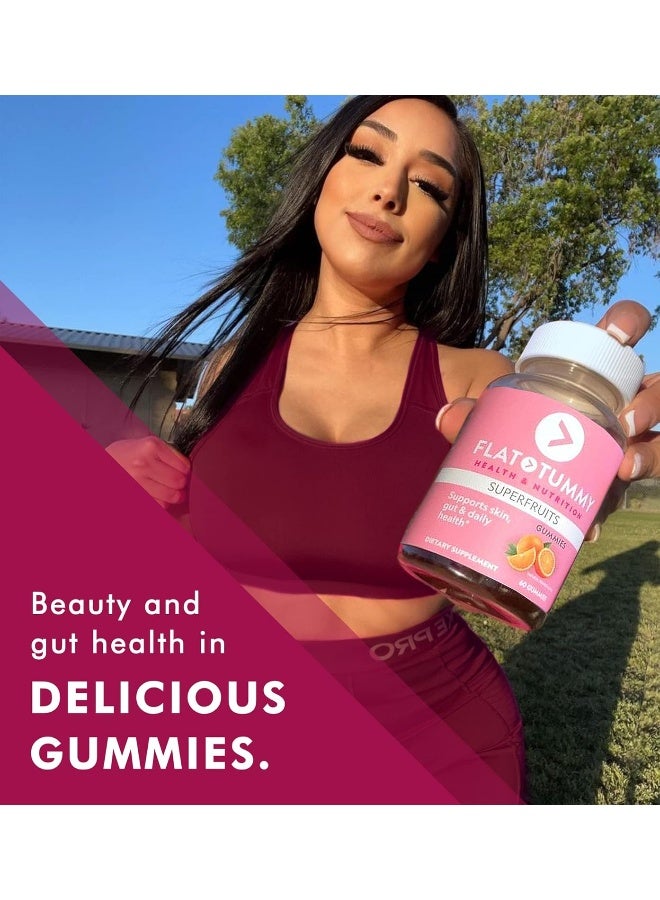 Flat Tummy Flat Tummy Superfruits Gummies, 60 Count - Skin, Gut, Cellular, Immune Health - Collagen & Keratin Production - Vegan, Non-GMO, Gluten-Free - Made with Bamboo Silica, Vitamin A, C & E  - Image 5