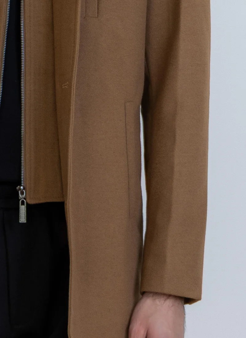 Shapes Brown DOUBLE LAYERED DETAILED COAT for Men | Best Price UAE