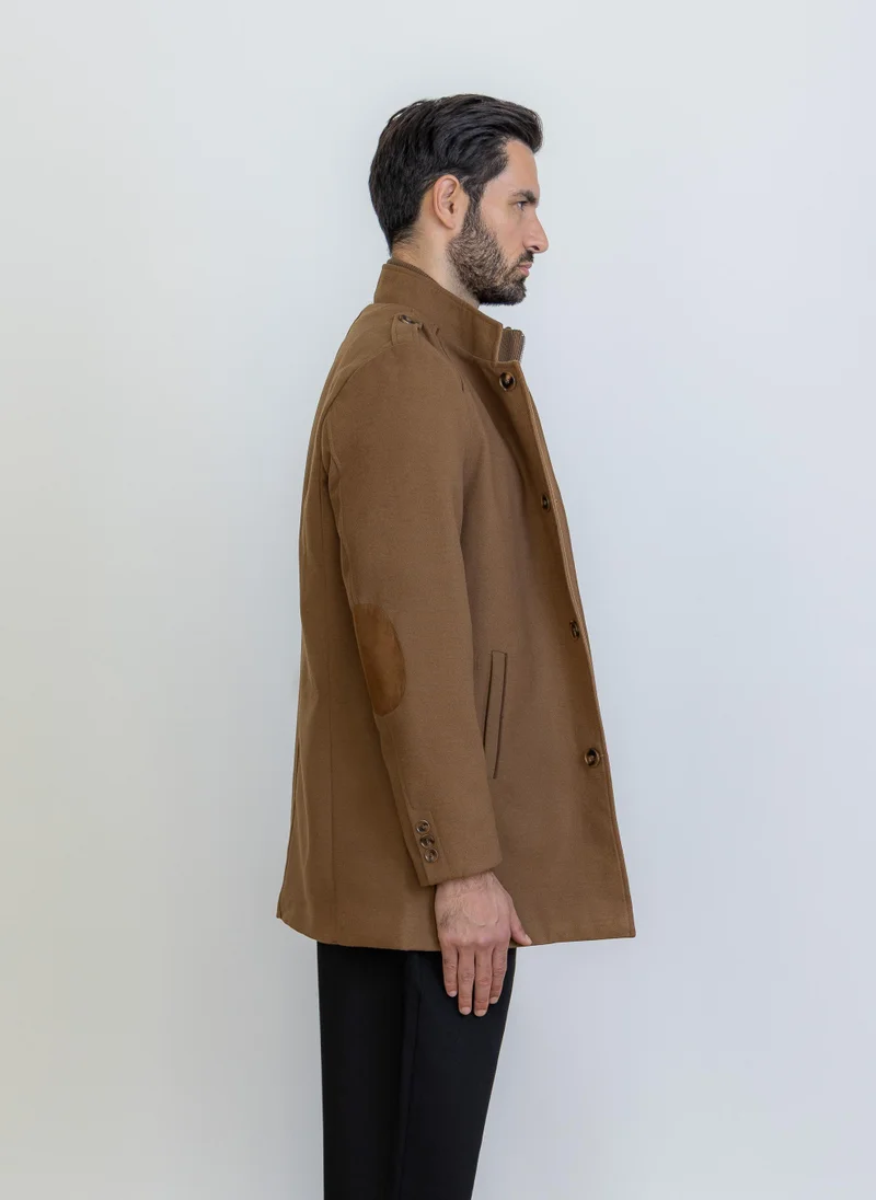 Shapes Brown DOUBLE LAYERED DETAILED COAT for Men | Best Price UAE