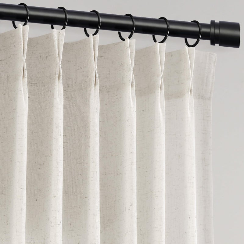 Jowels Natural Pinch Pleated Linen Curtains 84 Inches Long 2 Panels Set - Image 1