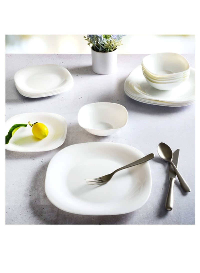 Houzi Houzi 46 Pcs Opal ware Dinner set 6 x dinner set 6 x dessert plate 6 x bowls 6 x soup plate 6 x cup 6 x saucer 2 x serving bowl 2 x serving plate 6 x soup spoon 2 x ladle  - Image 1