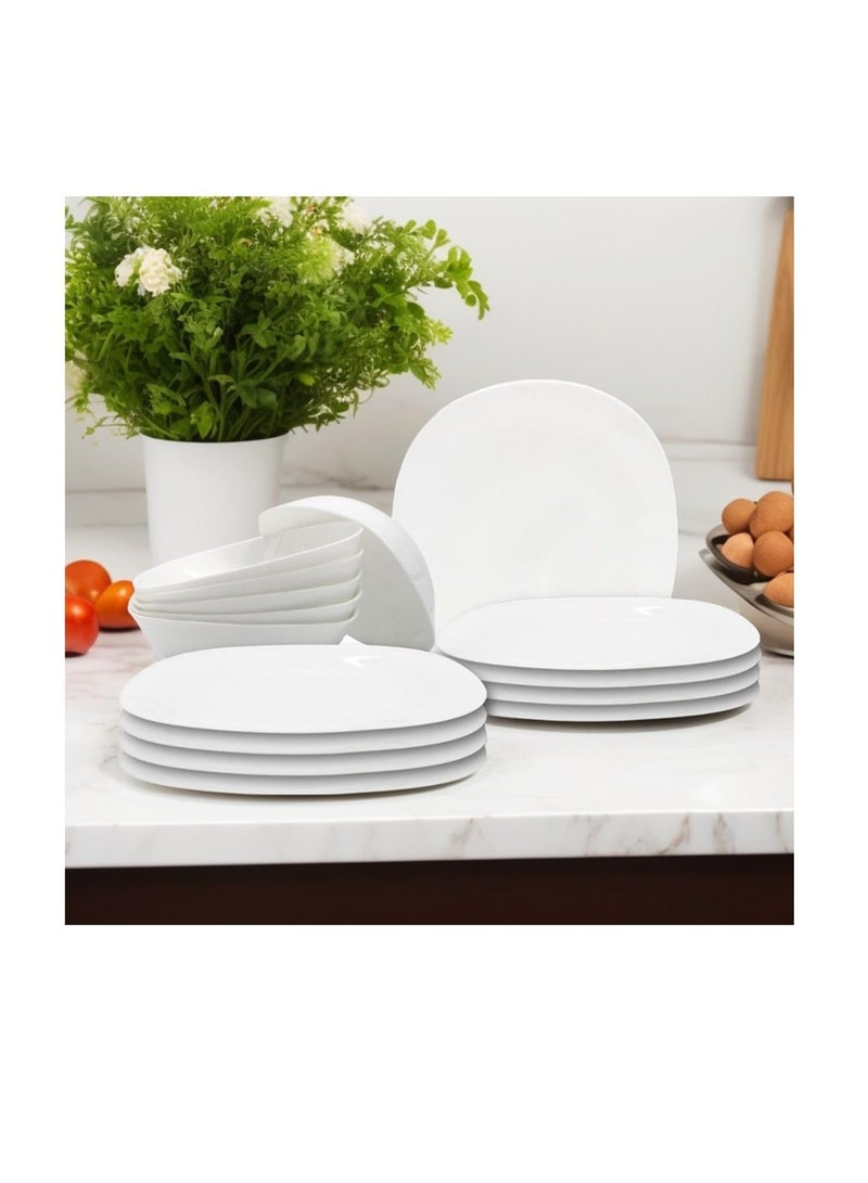 Houzi Houzi 46 Pcs Opal ware Dinner set 6 x dinner set 6 x dessert plate 6 x bowls 6 x soup plate 6 x cup 6 x saucer 2 x serving bowl 2 x serving plate 6 x soup spoon 2 x ladle  - Image 3