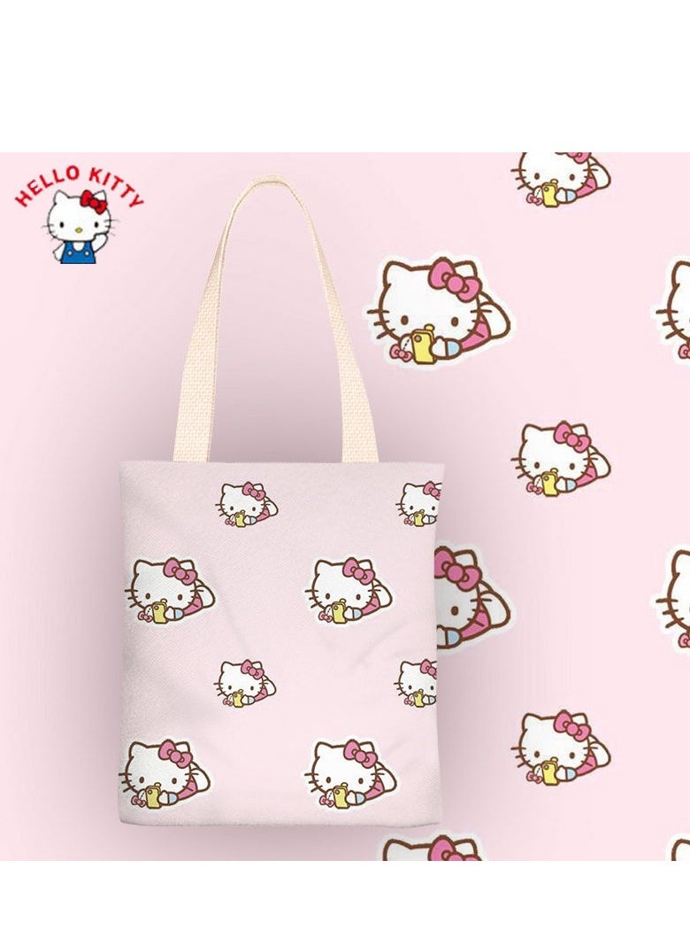 Hello Kitty New Cartoon Sanrio Hello Kitty Canvas Bag Shoulder Bag Simple Bag Casual Bag Student Class Bag  - Image 1