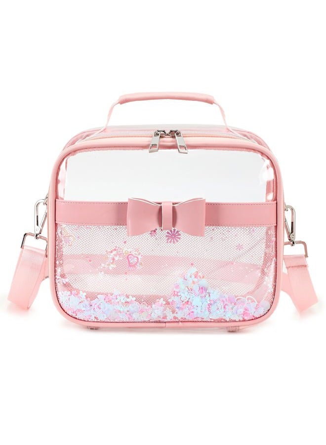 KIDNUO Clear Purses for Women Stadium Approved Clear Bags Small Crossbody Bag Handbags Transparent Tote Bag Wallet Pouch, Pink, Small - Image 1