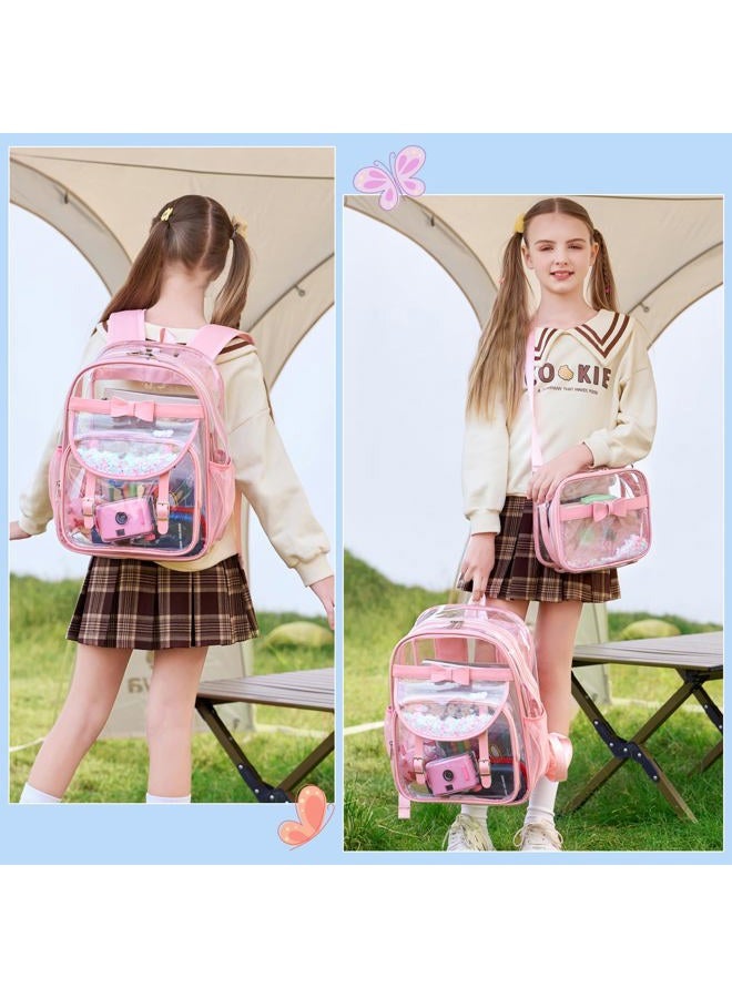 KIDNUO Clear Purses for Women Stadium Approved Clear Bags Small Crossbody Bag Handbags Transparent Tote Bag Wallet Pouch, Pink, Small - Image 2