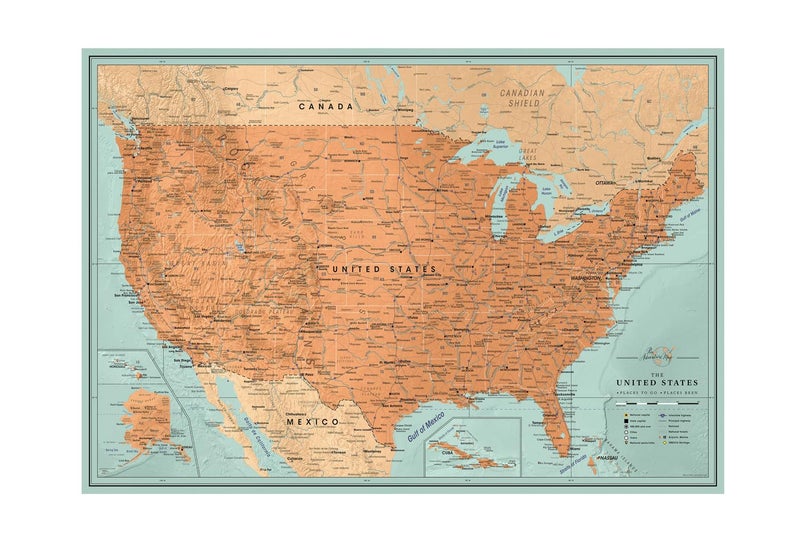 Pin Adventure map Push Pin Map of United States  Detailed Large Push Pin US Map poster  Large Push Pin Travel Map USA 35 x 24 
