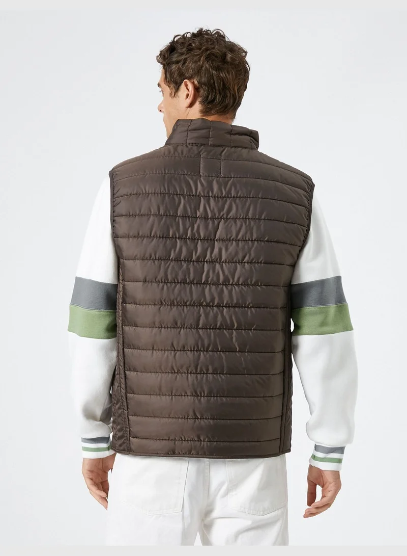 KOTON High Neck Pocket Detail Zipper Puffer Vest