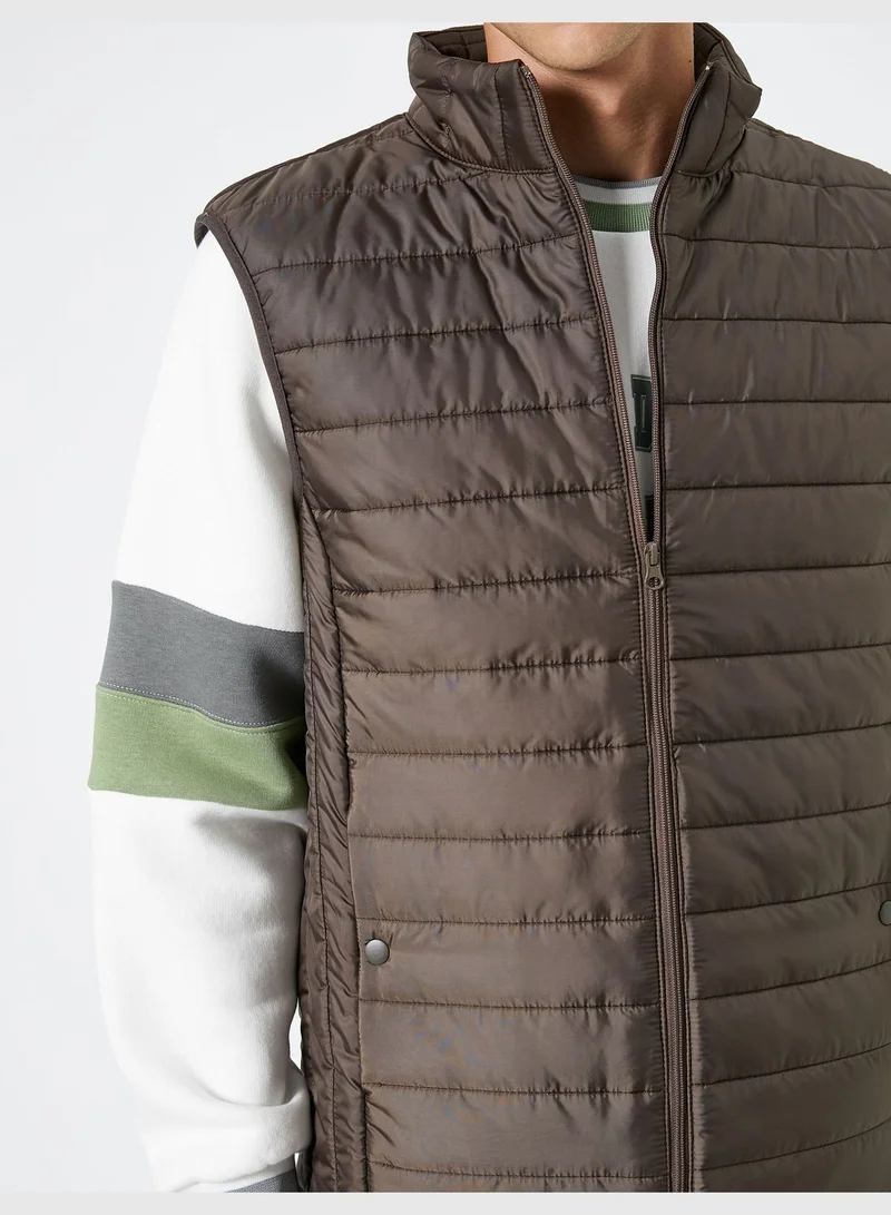 KOTON High Neck Pocket Detail Zipper Puffer Vest