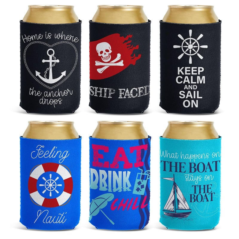 BLUE PANDA Insulated Neoprene Can Cooler Sleeves - Durable Bulk Cruise Gift Exchange Favors - Vibrant Nautical Beach Cozies - Versatile Drink Cozy for Cans & Bottles - 12 Pack, 12 Oz, Multicolor - Image 5