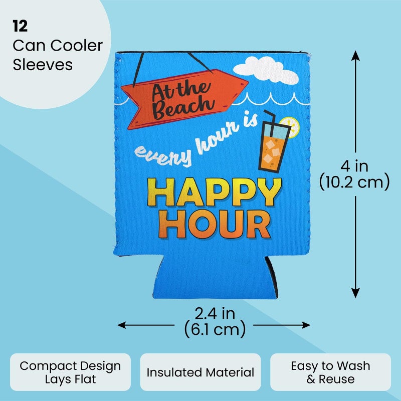 BLUE PANDA Insulated Neoprene Can Cooler Sleeves - Durable Bulk Cruise Gift Exchange Favors - Vibrant Nautical Beach Cozies - Versatile Drink Cozy for Cans & Bottles - 12 Pack, 12 Oz, Multicolor - Image 2