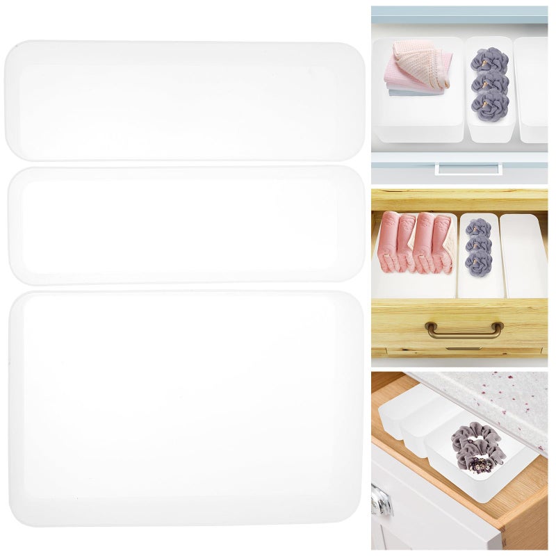 Plastic Drawer Divider Tray Organizer With Built In Compartments For Makeup And Kitchen - Image 4