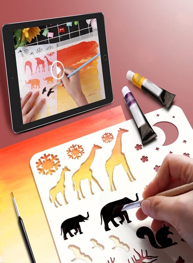 Kelendle 5Pcs Reusable Hollow Painting Silhouette Stencils Drawing Template Stencils Fast Draw Stencil Art Templates DIY Drawing Template Graffiti Stencils for Adults and Children (Couples) - Image 5
