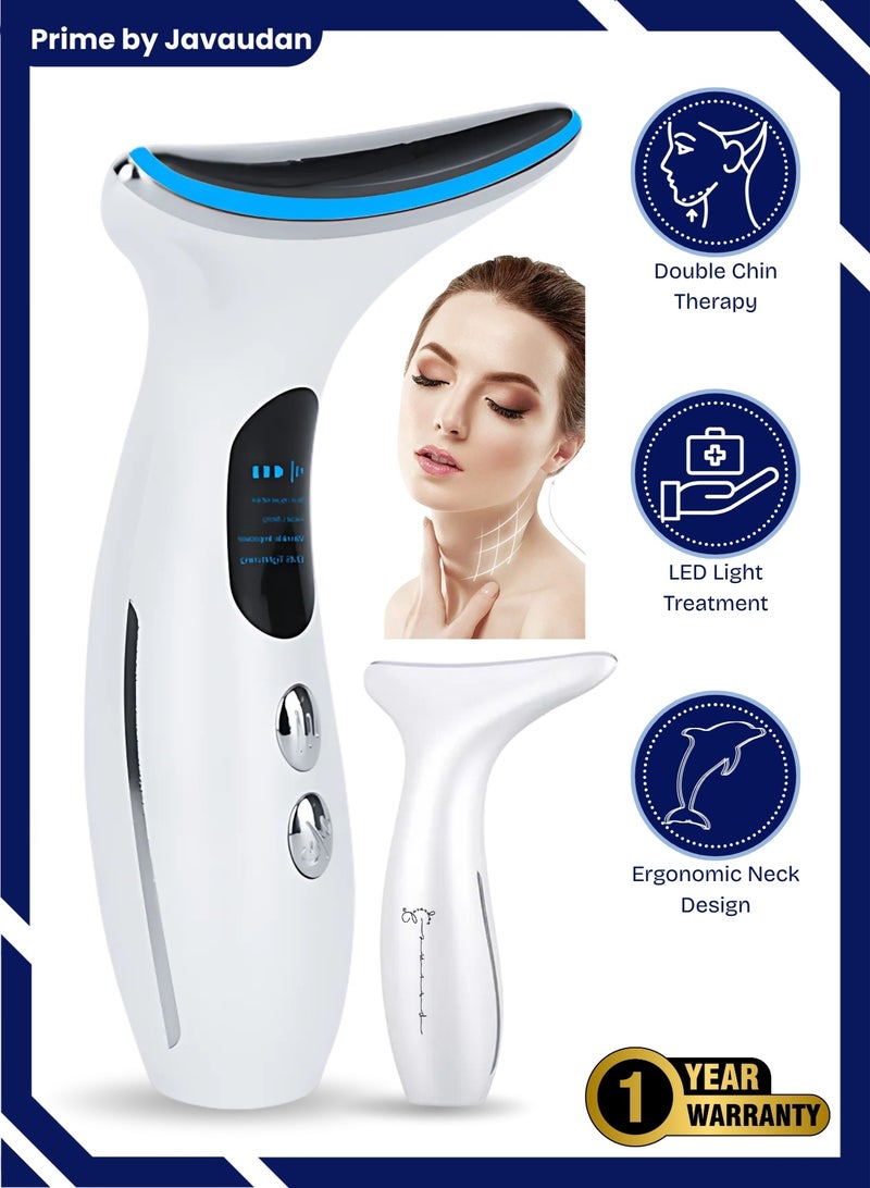Prime by javaudan Double Chin Therapy Facial Lifting Vibration Neck Massager Neck Face Massager, Electric Face and Neck Lifting Face Contouring Tool with 3 Colors of LED, Beauty Device to Lift and Tighten Sagging Skin  - Image 1
